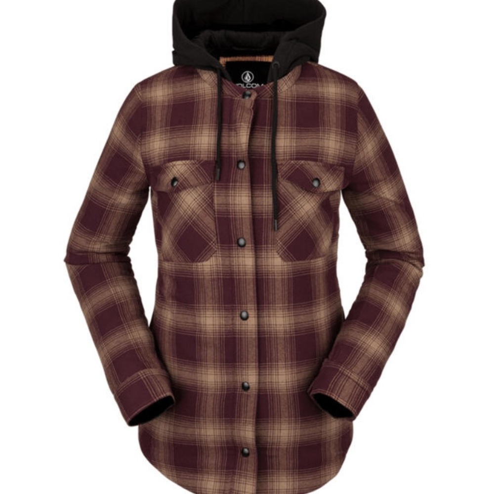 Volcom Women's Hooded Flannel Jacket size medium excellent condition NWT